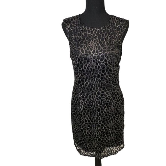 #131 LIPSY UK Black  & Pewter Cocktail Dress - Picture 1 of 12
